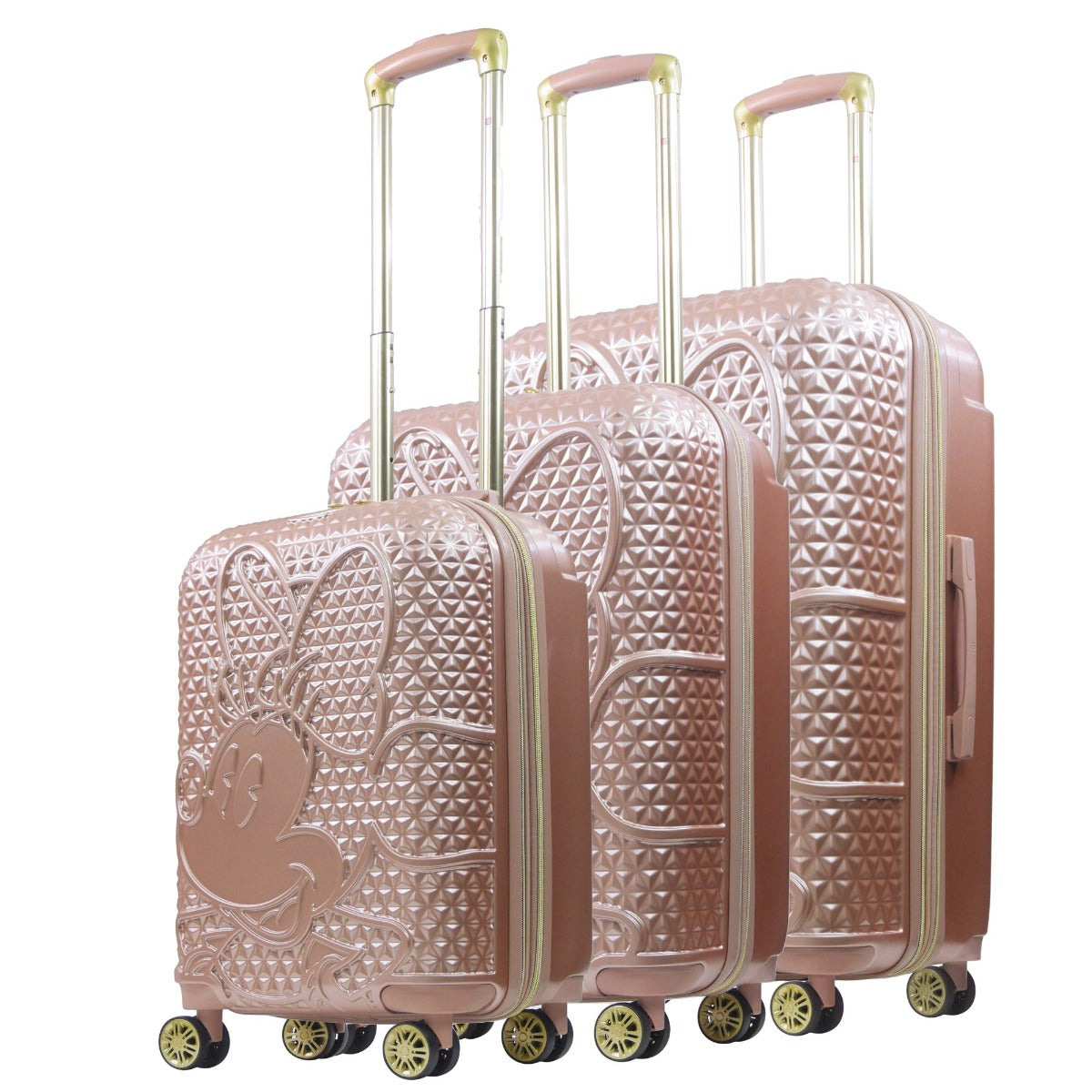 Ful Disney Minnie Mouse rolling luggage 3 piece set rose gold - best traveling suitcase sets
