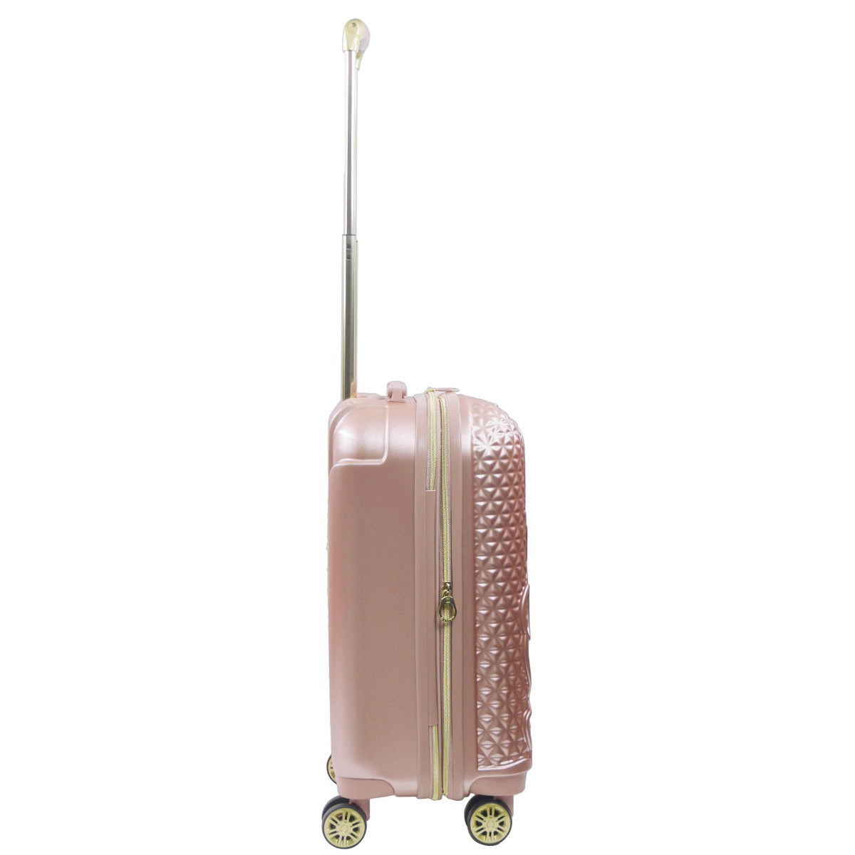 Rose gold Ful Disney Minnie Mouse textured 22.5 inch carry-on hardside spinner luggage with 2 id tags - best suitcase for traveling