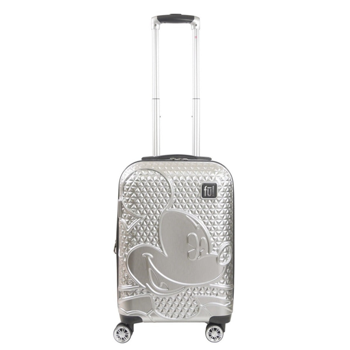 Adult Disney Luggage Mickey Mouse Texture Rolling Hard Sided Carry-on Spinner Suitcase Silver 22.5"