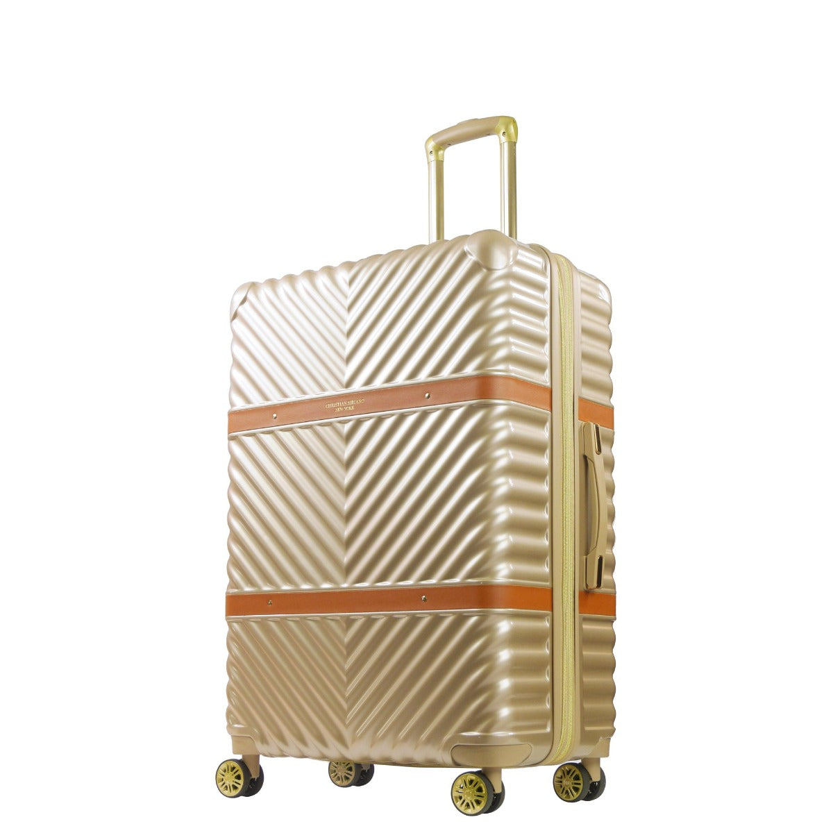 Christian Siriano New York Stella 29" checked luggage hardside spinner suitcase taupe - best durable suitcases for travel