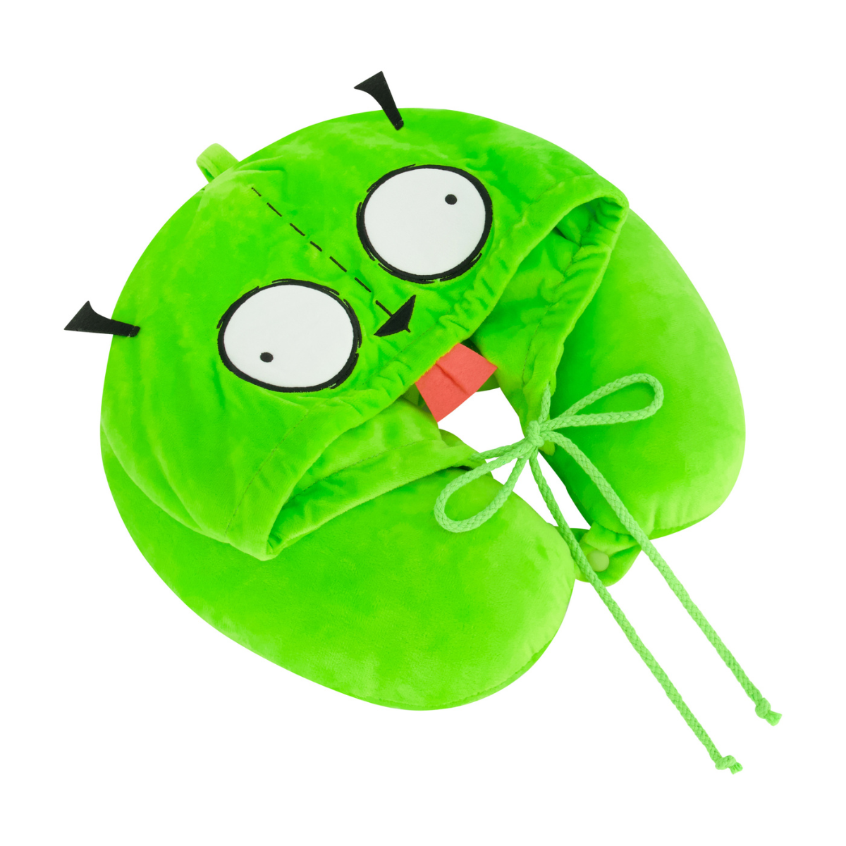 Neon Green Ful GIR Hooded Travel Neck Pillow with ears