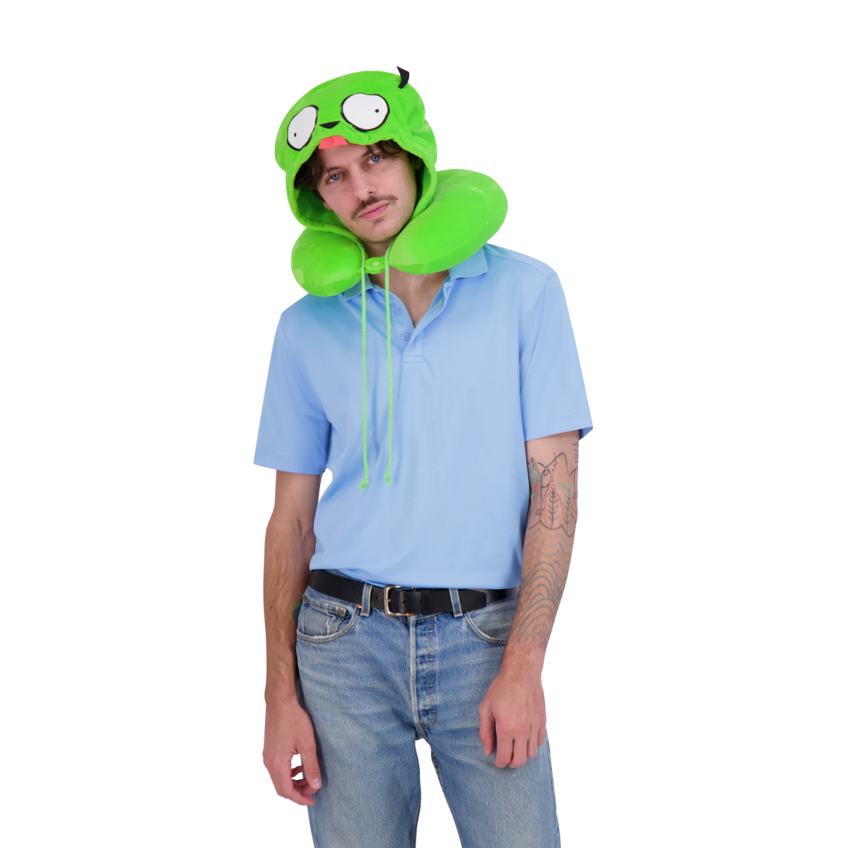 Neon Green Ful GIR Hooded Travel Neck Pillow with ears