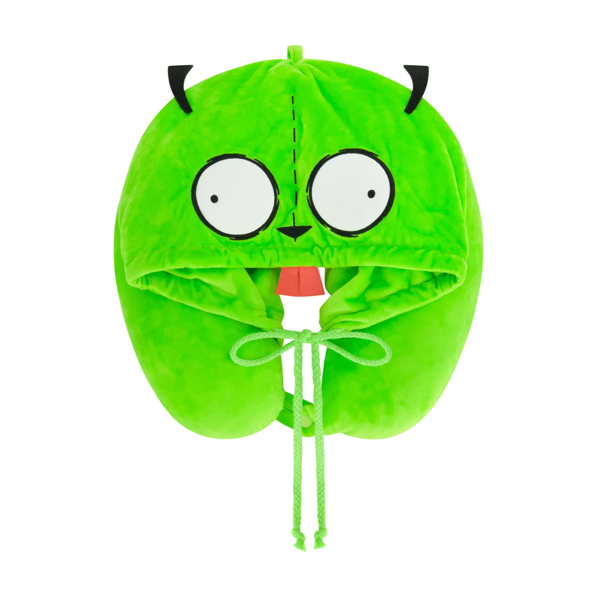 Neon Green Ful GIR Hooded Travel Neck Pillow with ears