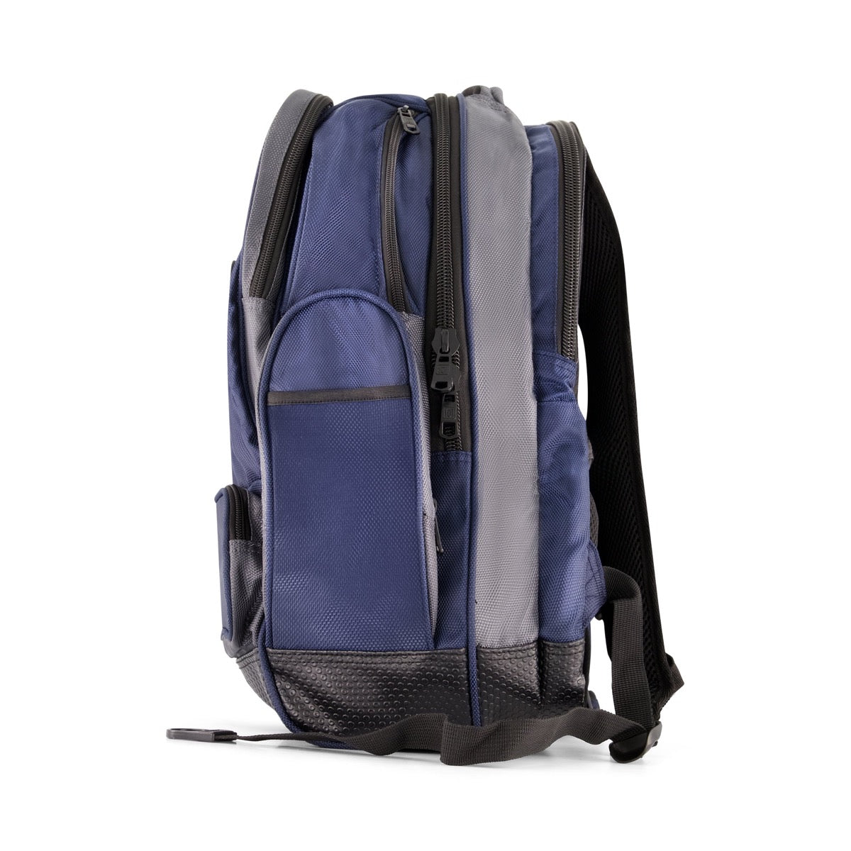 Big Easy Water Resistant 17-inch FŪL Carry-On Laptop Backpack Navy Grey side water bottle pocket