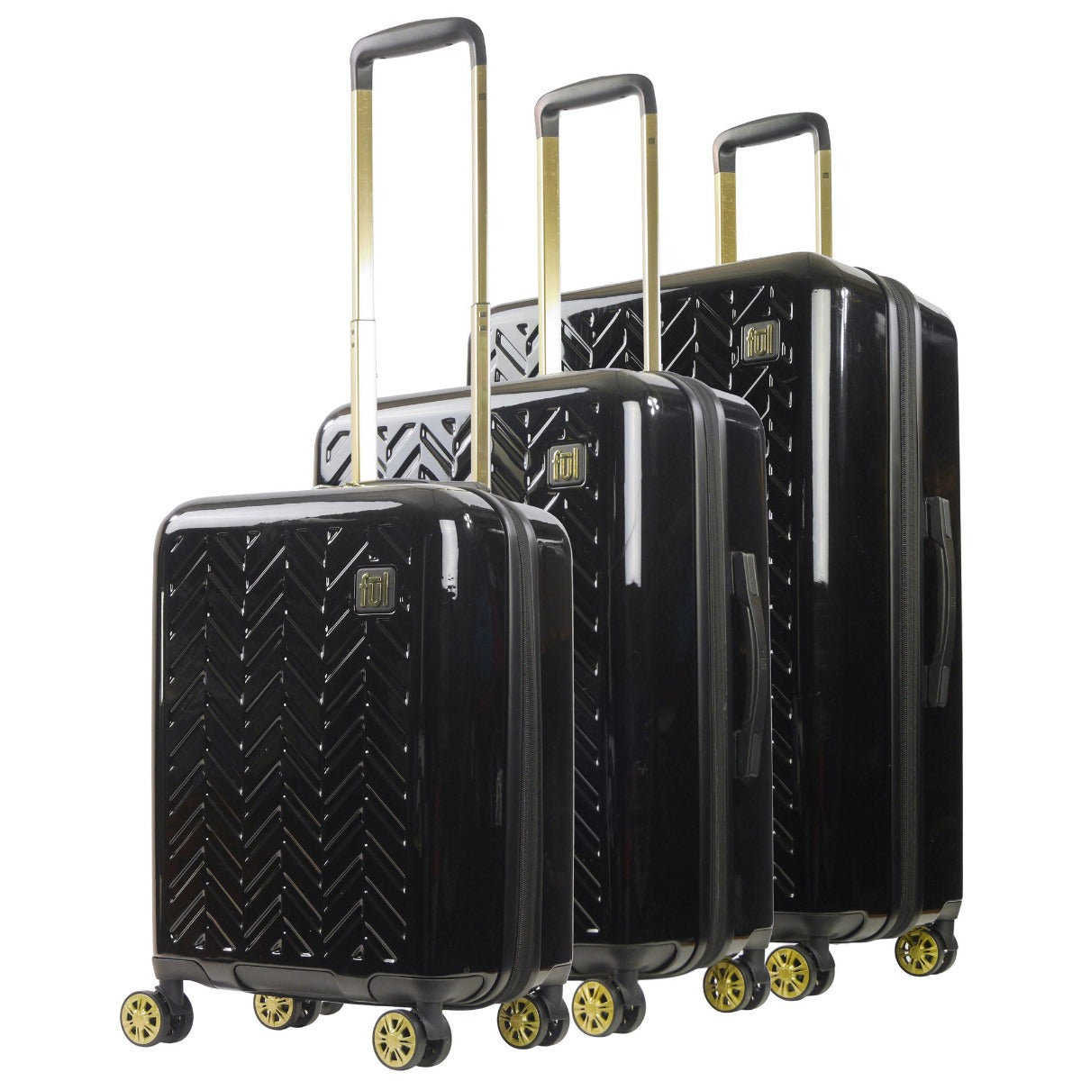 Ful Groove hardside spinner suitcase 3 Pc black luggage set 22" 27" 31"