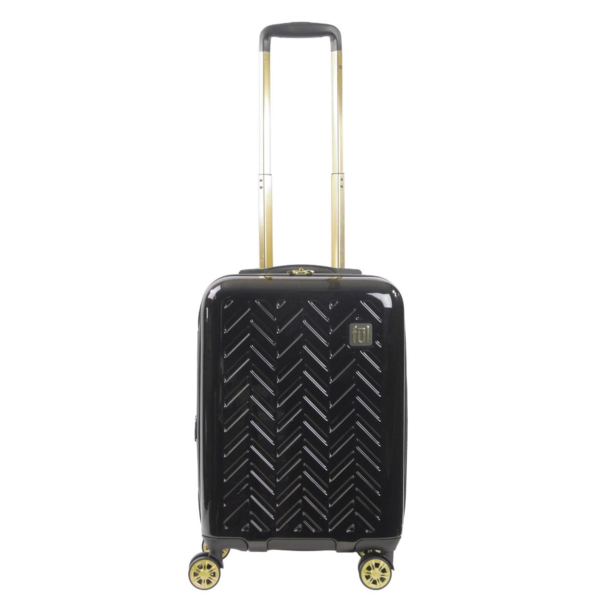 Ful Groove 22" carry-on hardside degree spinner suitcase Black luggage gold details
