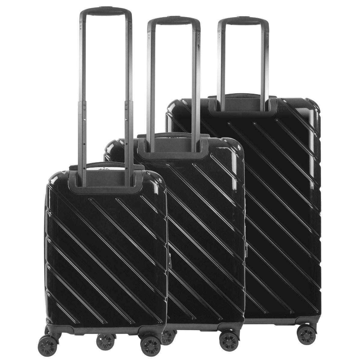Velocity Hardside Spinner Luggage 3 Piece Checked Suitcase Black 23" 27" 31"