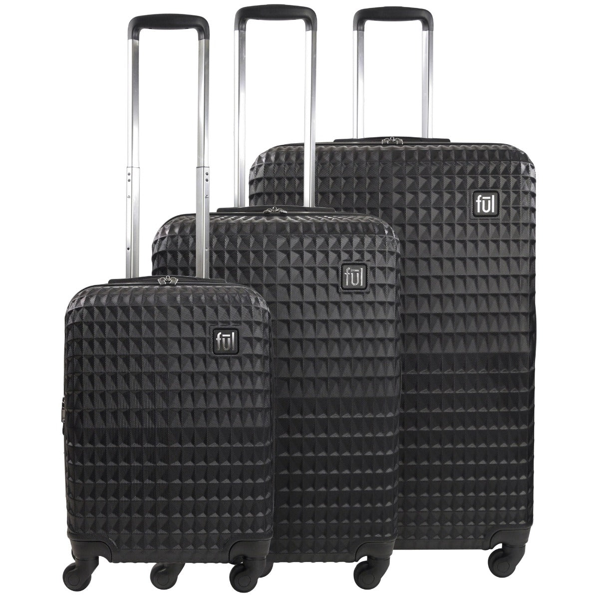 Ful Geo hard sided spinner suitcase hard sided 3 piece luggage set black