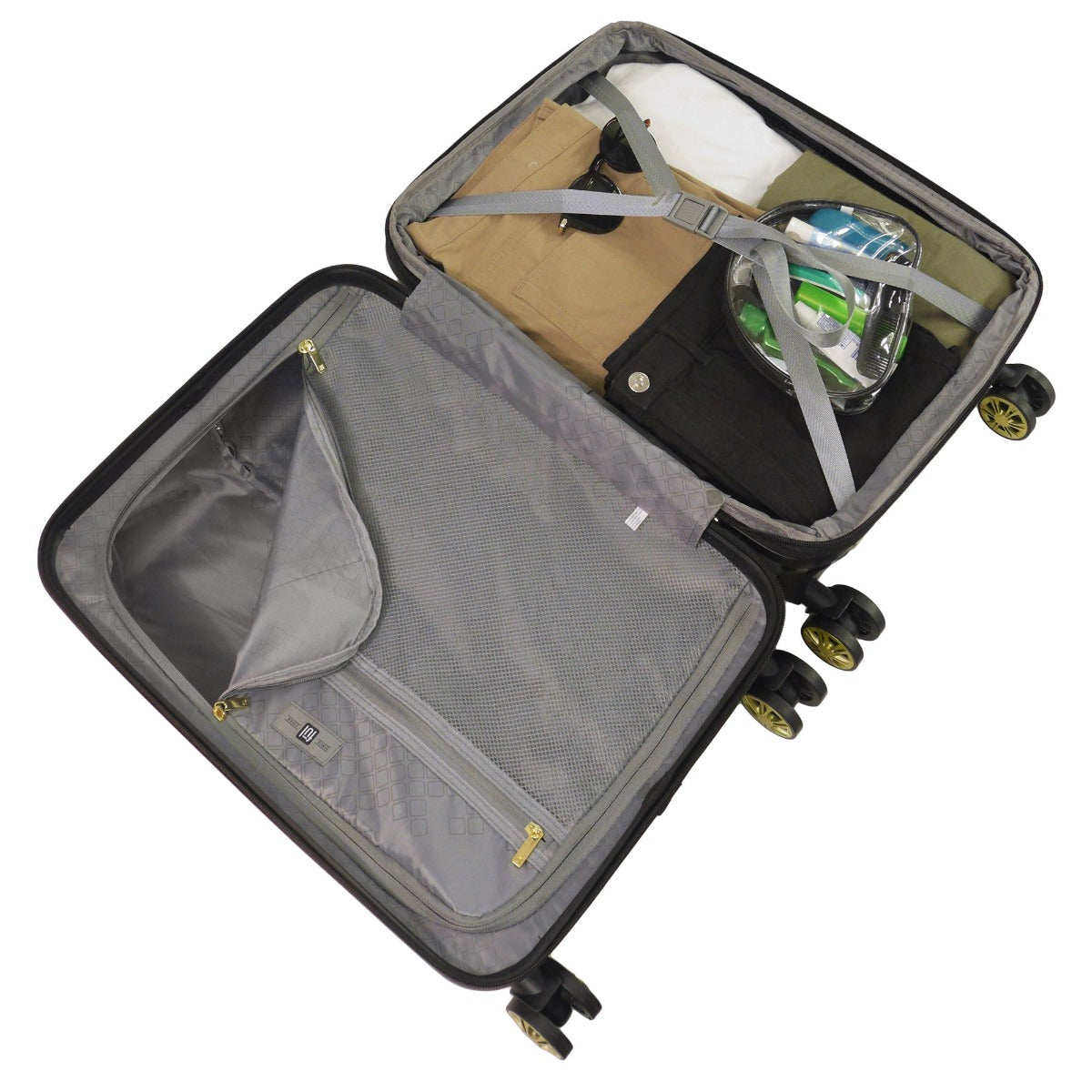 Ful Impulse Mixed Dots hardside spinner luggage 3 piece set black gold suitcase Interior
