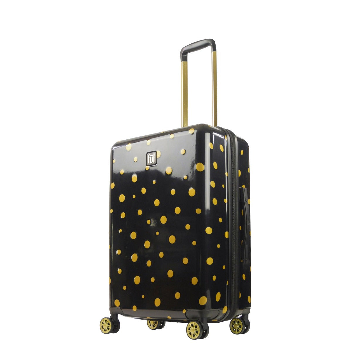 Ful Impulse Mixed Dots hardside spinner 26" checked luggage black gold suitcase