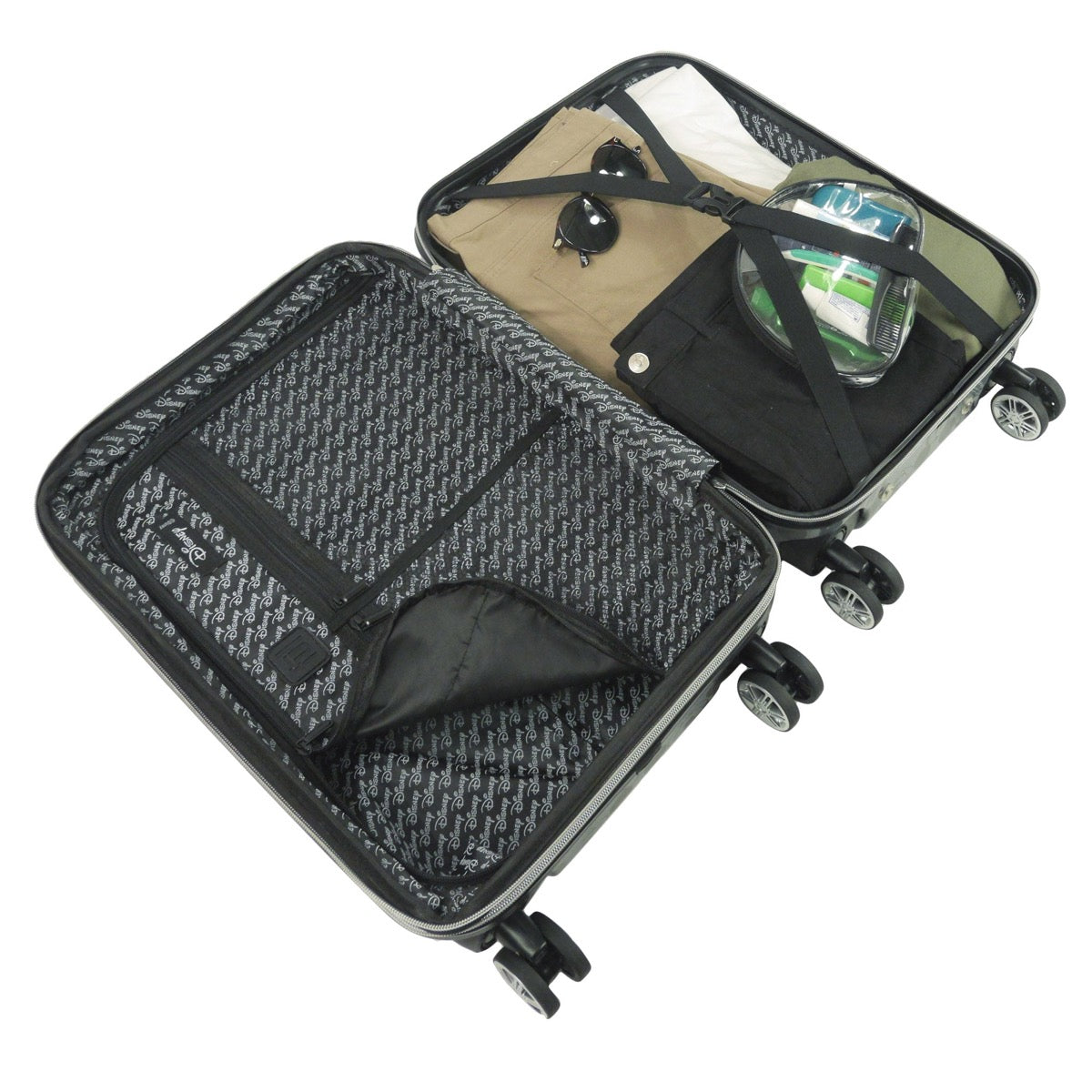 Disney Mickey Mouse printed 21 inch carry-on expandable spinner hardsided suitcase luggage charcoal grey black