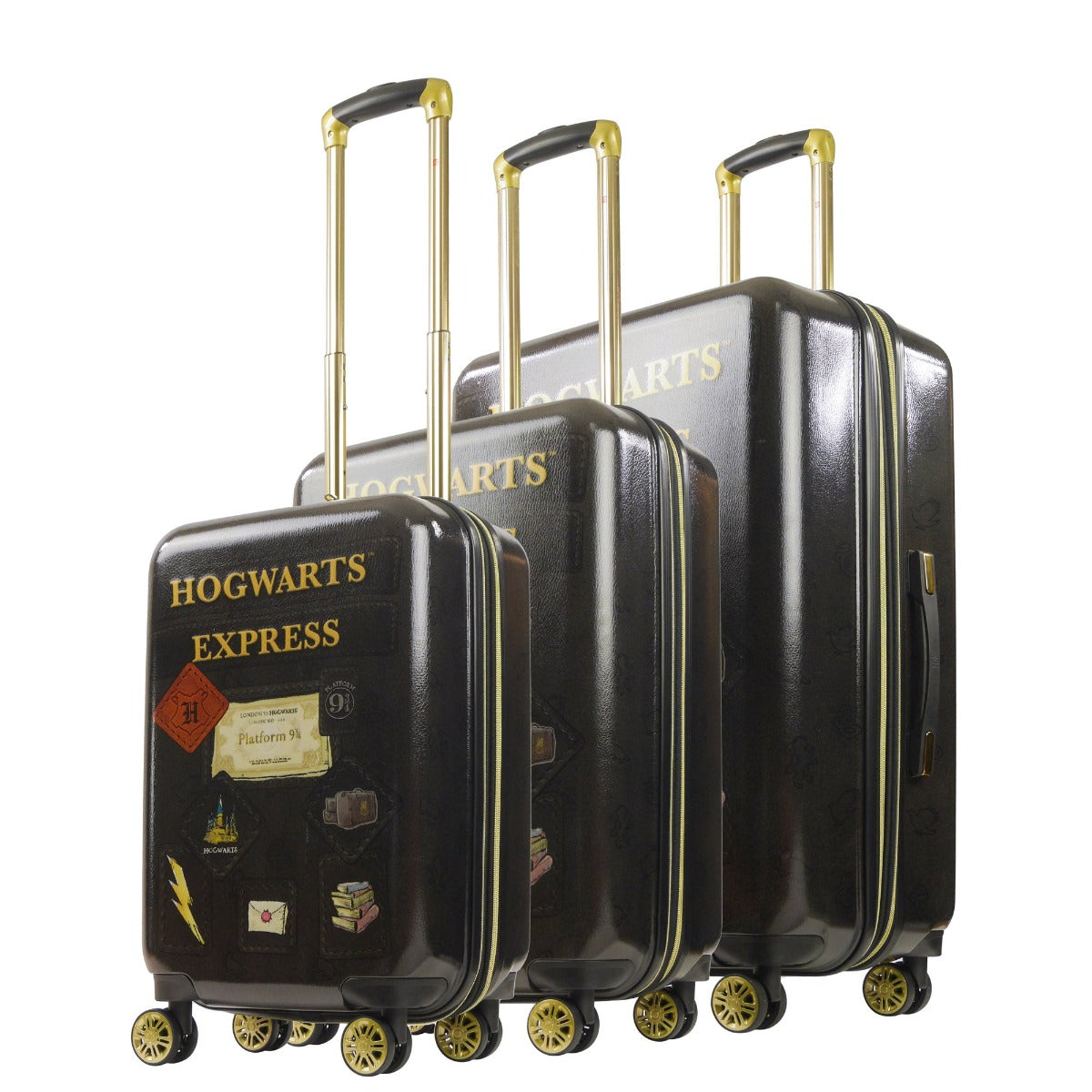 Harry Potter Hogwart Express 3 Pcs Luggage Spinner Suitcase Set Hardsided Black