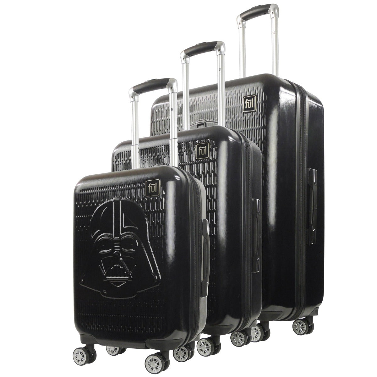 Star Wars Darth Vader Embossed 3 Piece Spinner Suitcase Luggage Set in Black