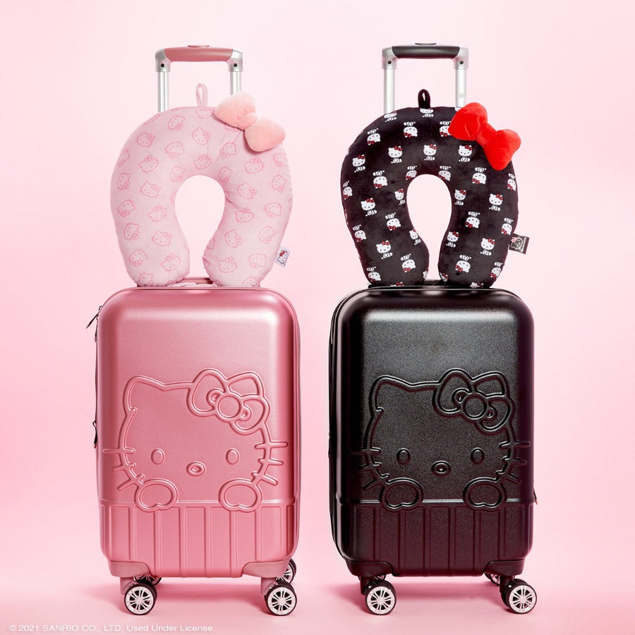 Hello Hello Kitty Ful 21" hard sided spinner rolling carry on kids luggage suitcase black pink neck pillow Carry-On Spinner Suitcase Luggage