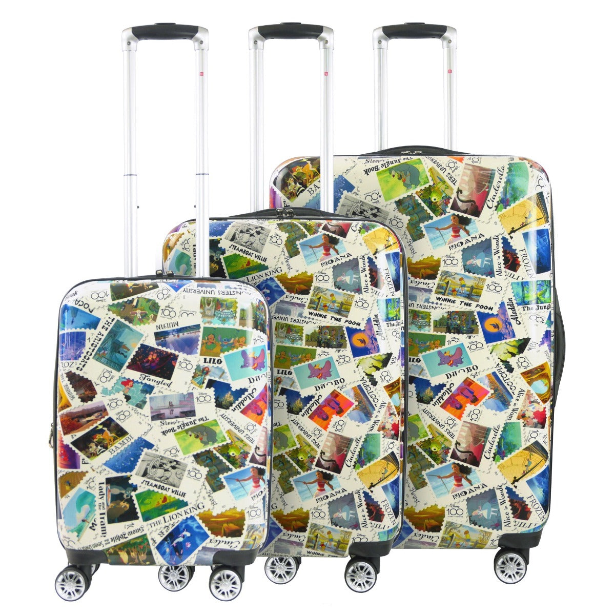 Ful Disney 100 Years Anniversary Stamps hard-side 3 piece spinner suitcase set