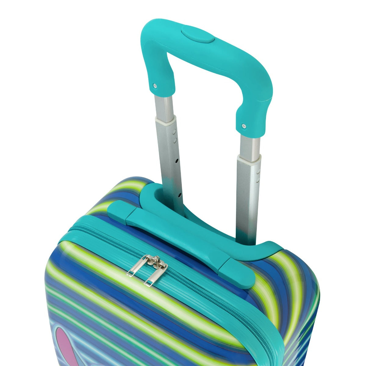 Disney Ful Stitch Neon Stripe Hardside Spinner Luggage - Blue 21" Carry On Suitcase for Kids