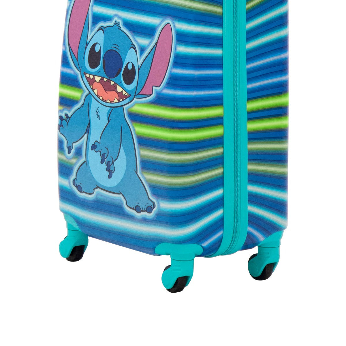 Disney Ful Stitch Neon Stripe Hardside Spinner Luggage - Blue 21" Carry On Best Suitcase for Kids