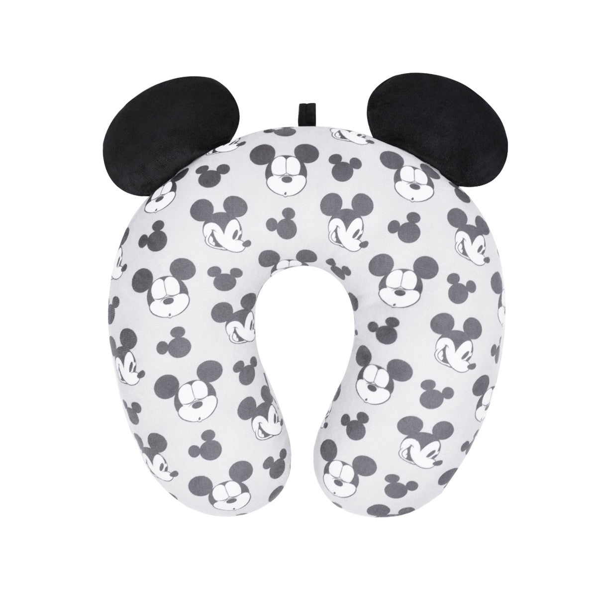 Disney Mickey Mouse faces icons travel neck pillow black grey