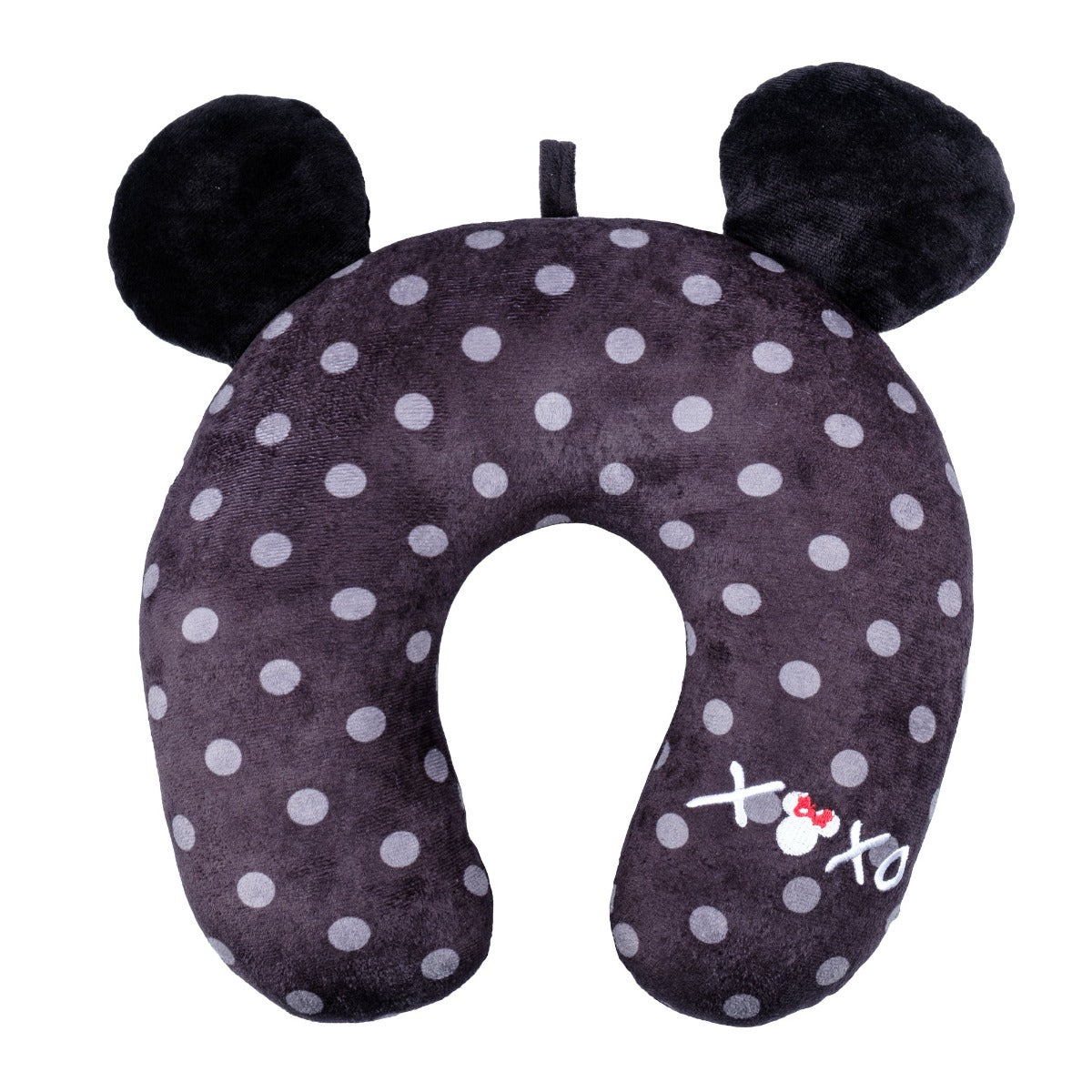 Disney Minnie Mouse Fūl XOXO travel neck pillow black white polka dot