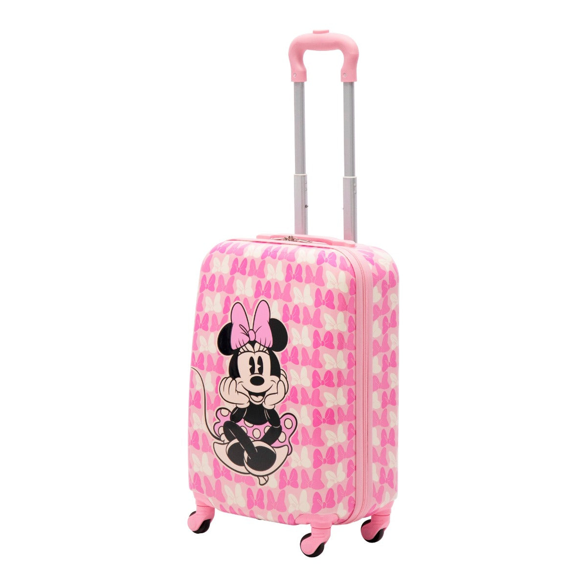 Ful Minnie Mouse Bows Print Hardside Spinner Suitcase - 20.5 inch Pink Carry On Kids Disney Luggage 