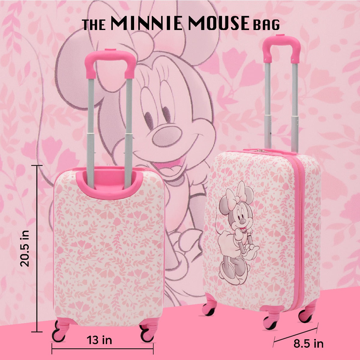 Disney Ful Minnie Mouse Floral Pink Hardside Spinner Carry On Luggage - 20.5" Best Disney Suitcase for Kids
