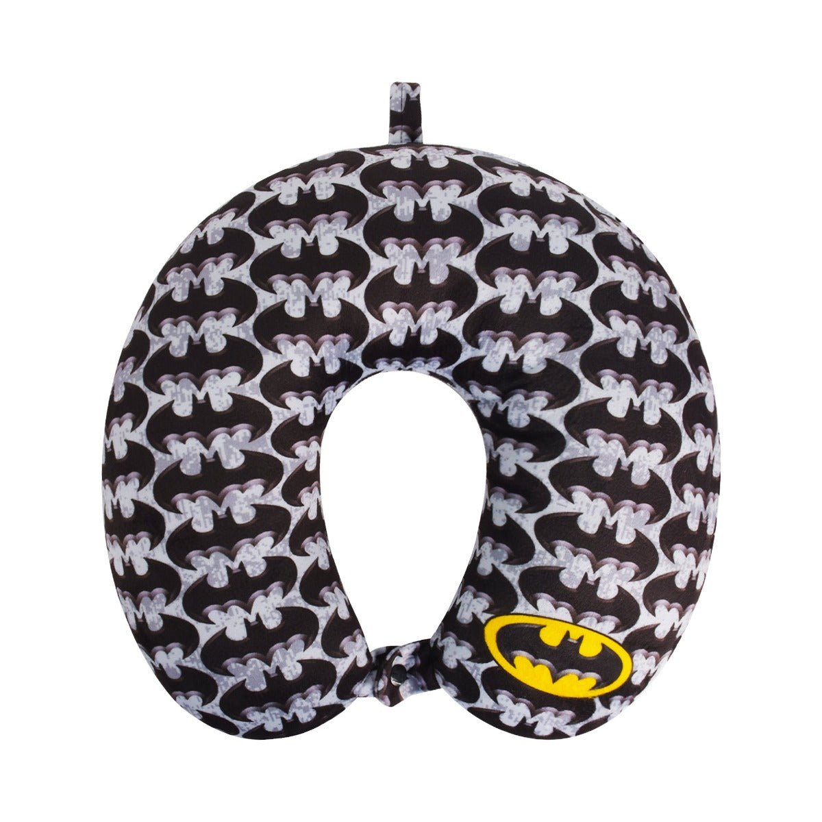 Dc Comics Black Batman Logo Travel Neck Pillow, Grey