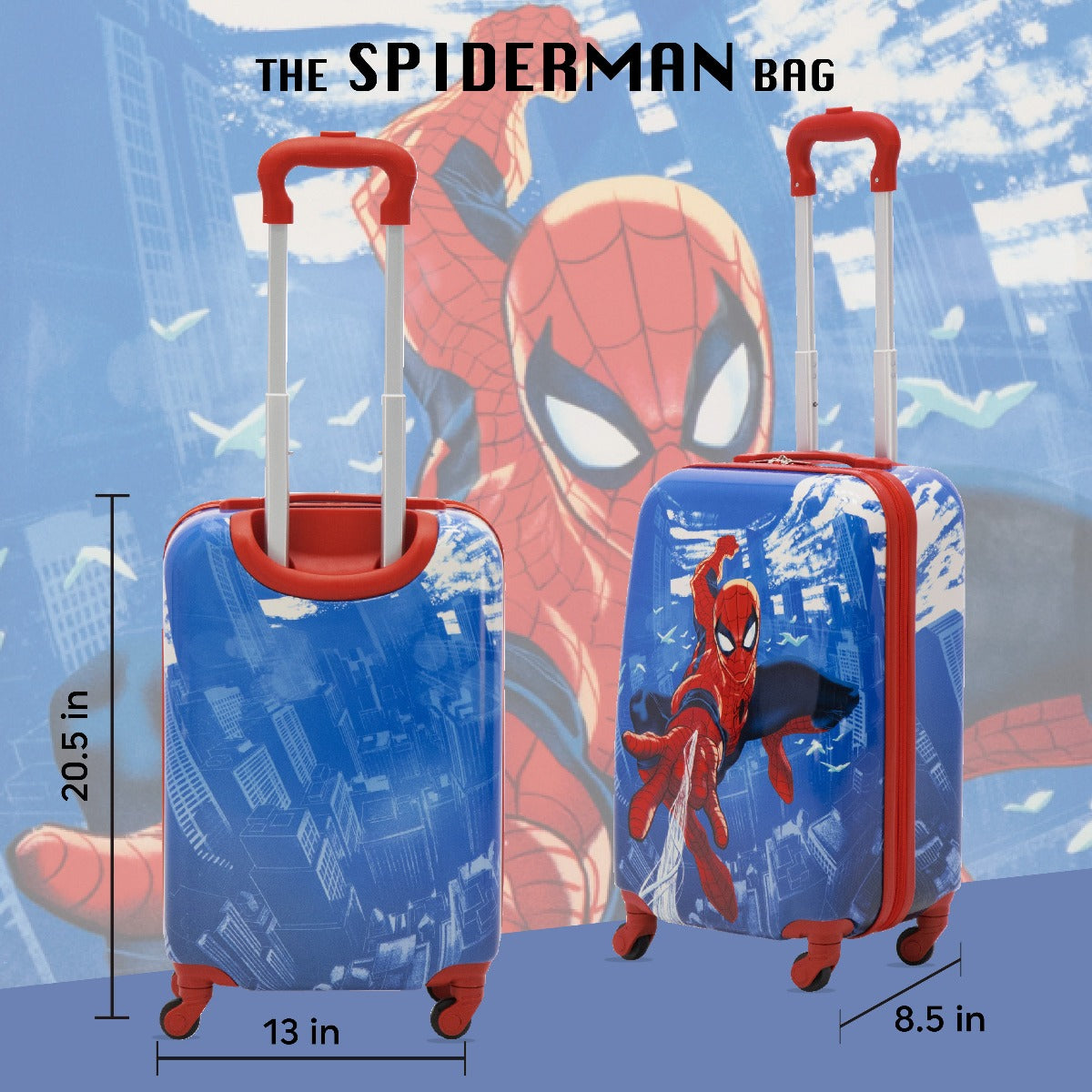 Marvel Ful Spiderman Web Slinging Hardside Spinner Luggage - 21" Kids Carry on Suitcase