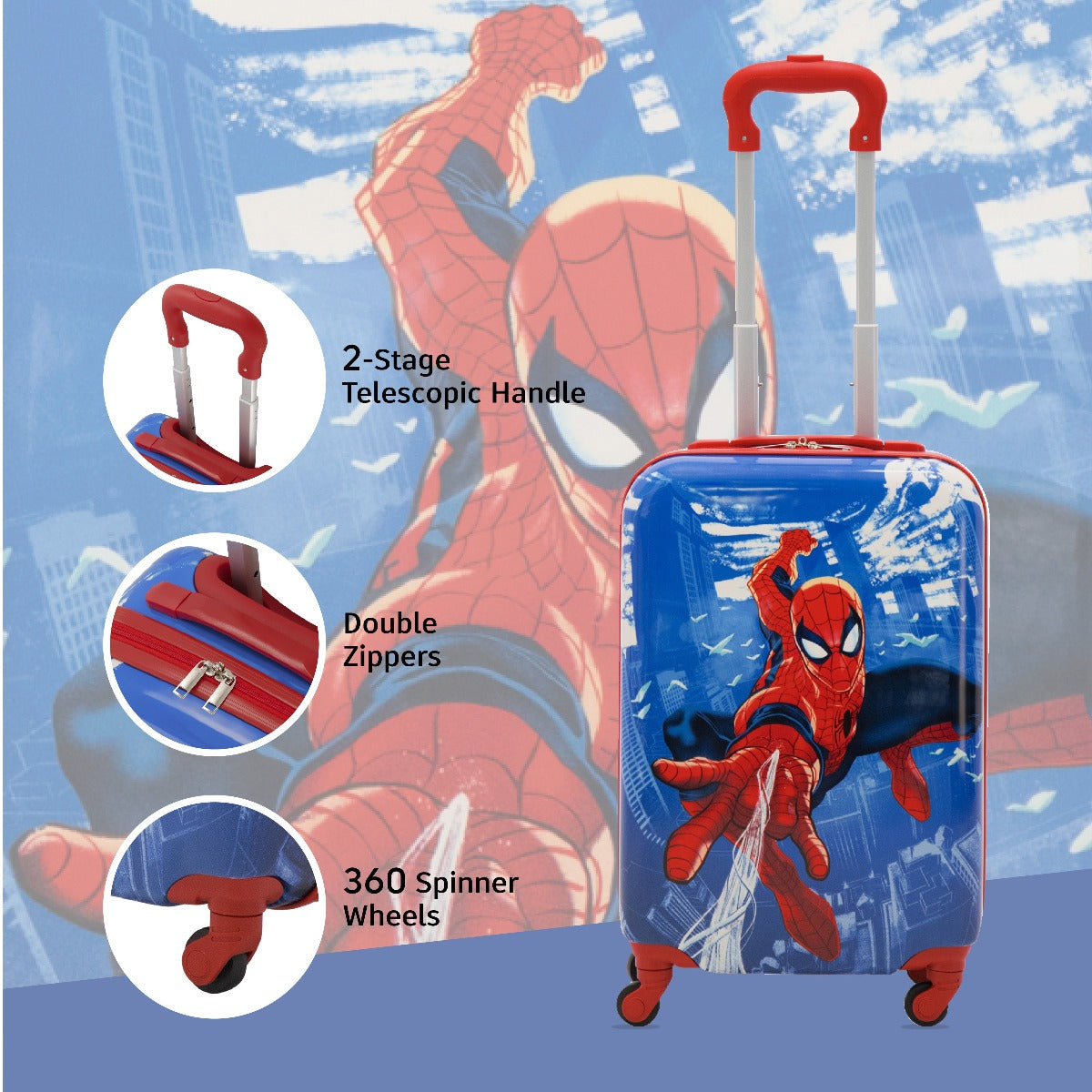 Marvel Ful Spiderman Web Slinging Carry on Hardside Spinner Suitcase - 21 inch Kids Travel Luggage