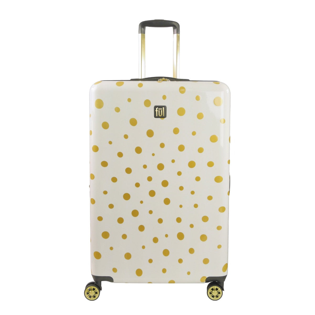 Ful Impulse Mixed Dots Hardside Spinner 31" Checked Luggage White Gold Suitcase
