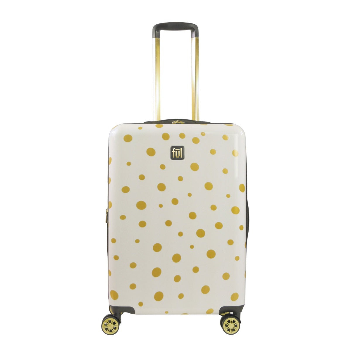 Ful Impulse Mixed Dots hardside spinner 26" checked luggage white gold suitcase