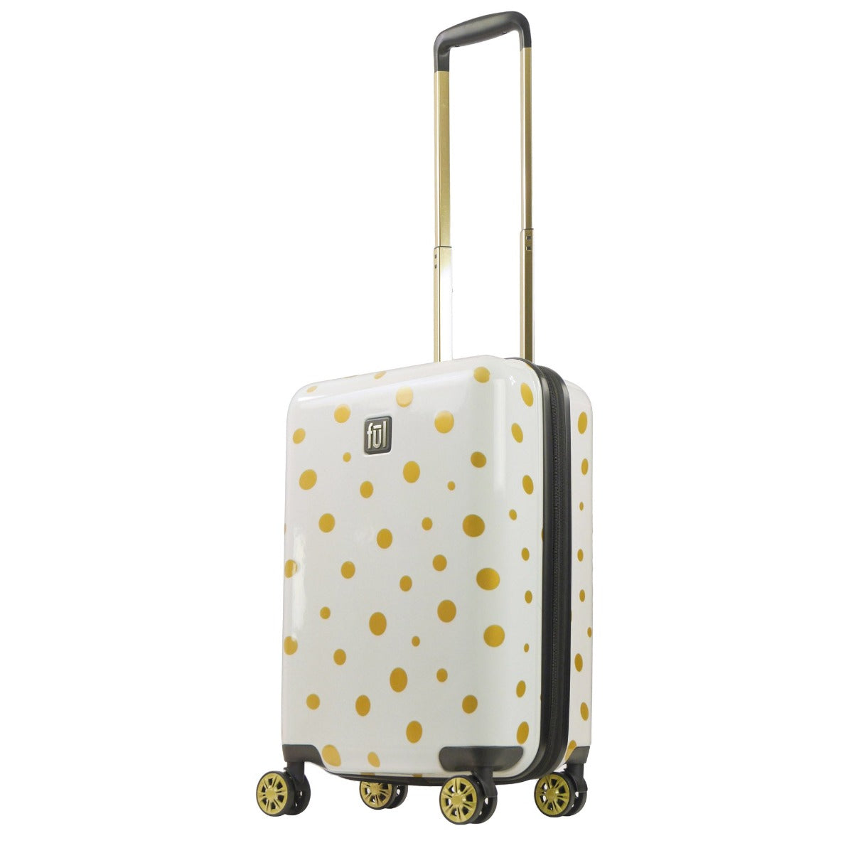 Ful Impulse Mixed Dots Hardside Spinner 22" Carry-on Luggage White Gold Suitcase