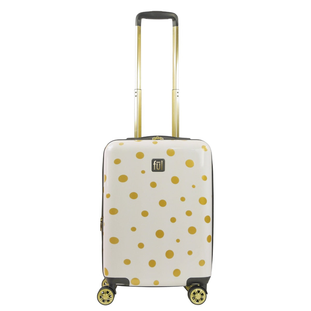 Ful Impulse Mixed Dots hardside spinner 22 inch carry-on luggage white gold suitcase