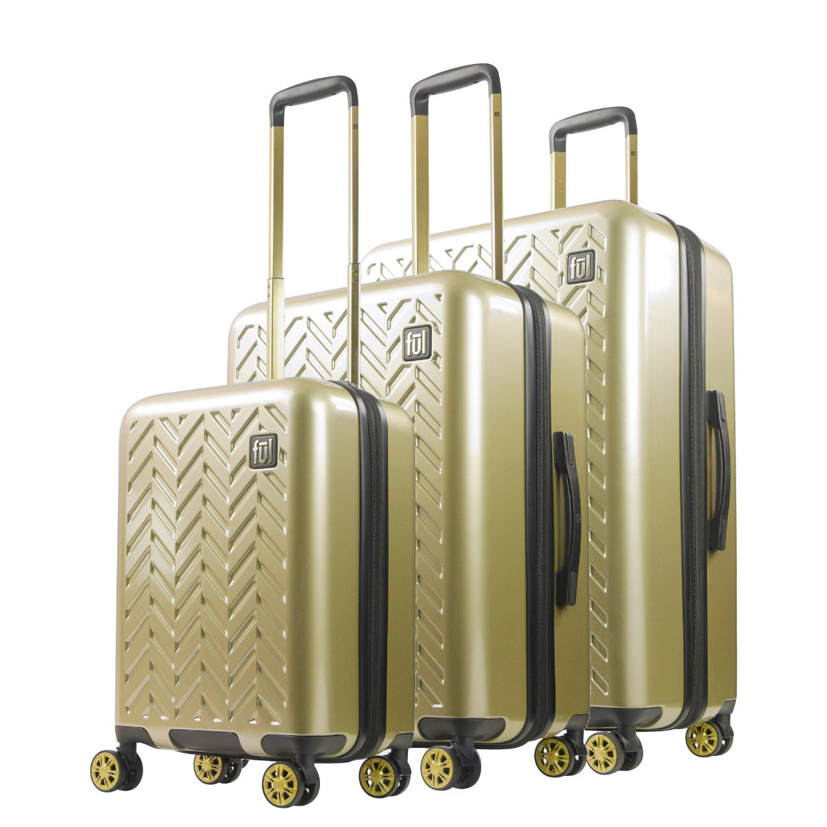 Ful Groove hardside spinner suitcases 3 piece gold luggage set 22" 27" 31"