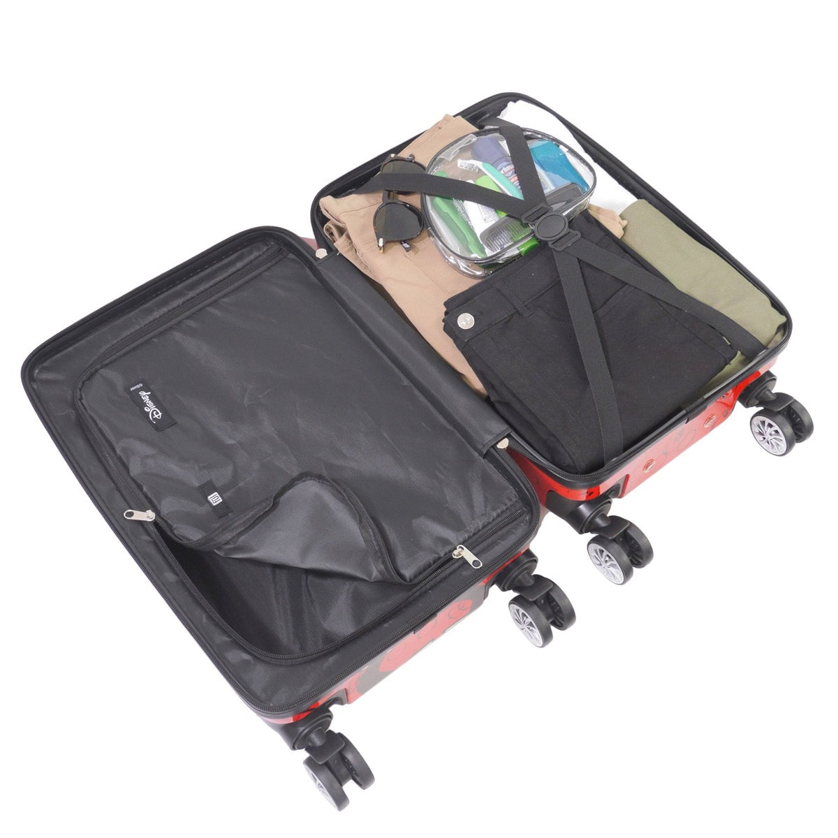 Disney Ful Mickey Mouse Adventure Awaits 2pc spinner suitcase family luggage set inside