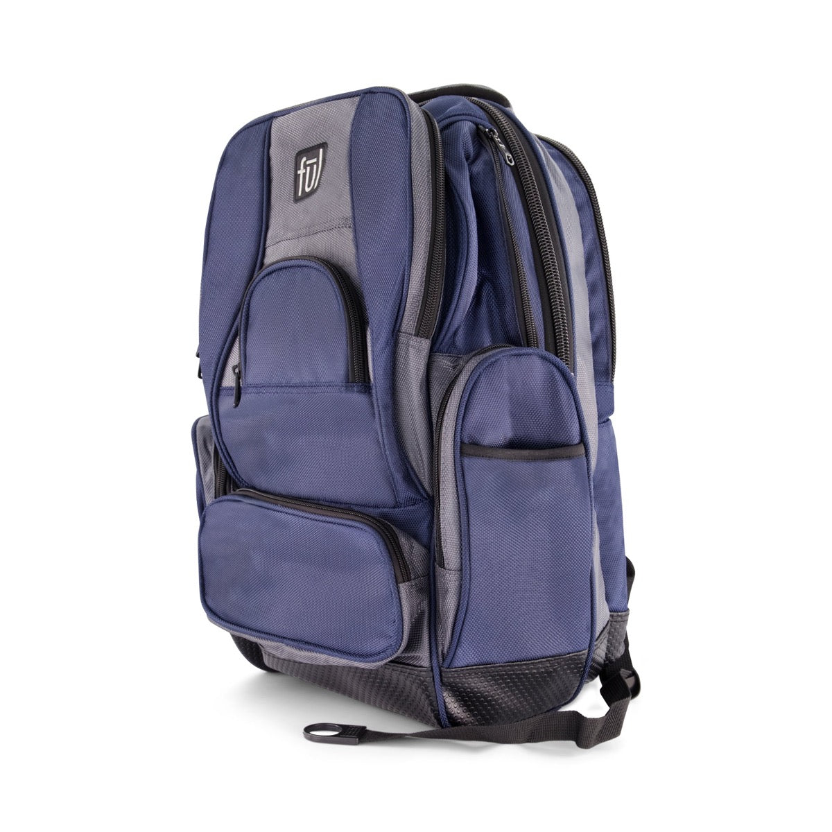 Big Easy Water Resistant 17" FŪL Carry-On Laptop Backpack Navy Grey side water bottle pocket