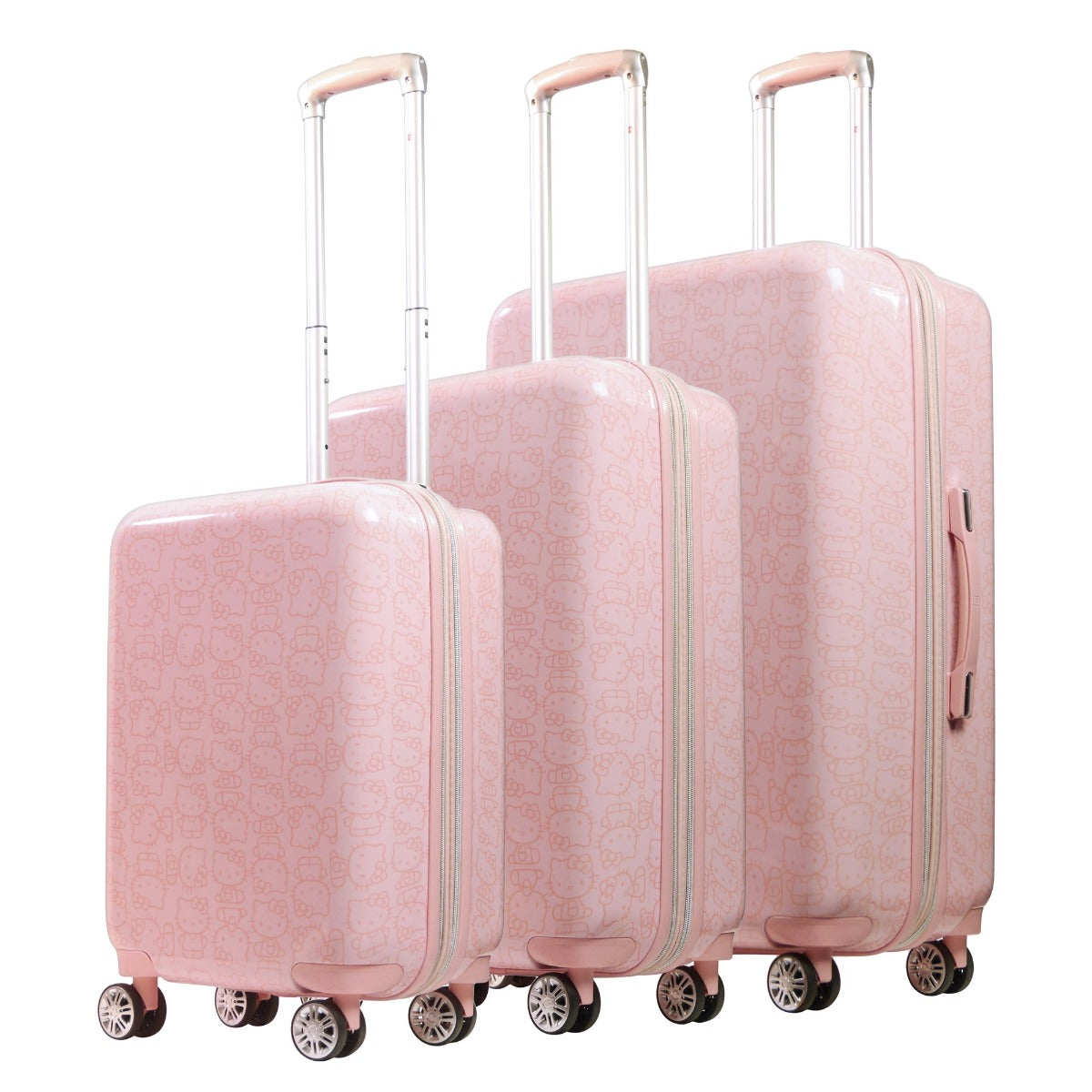 Hello Kitty Pose All Over Print 3 pc set Hard-sided spinner Luggage Pink 22 inch 25.5 inch 29.5 inch