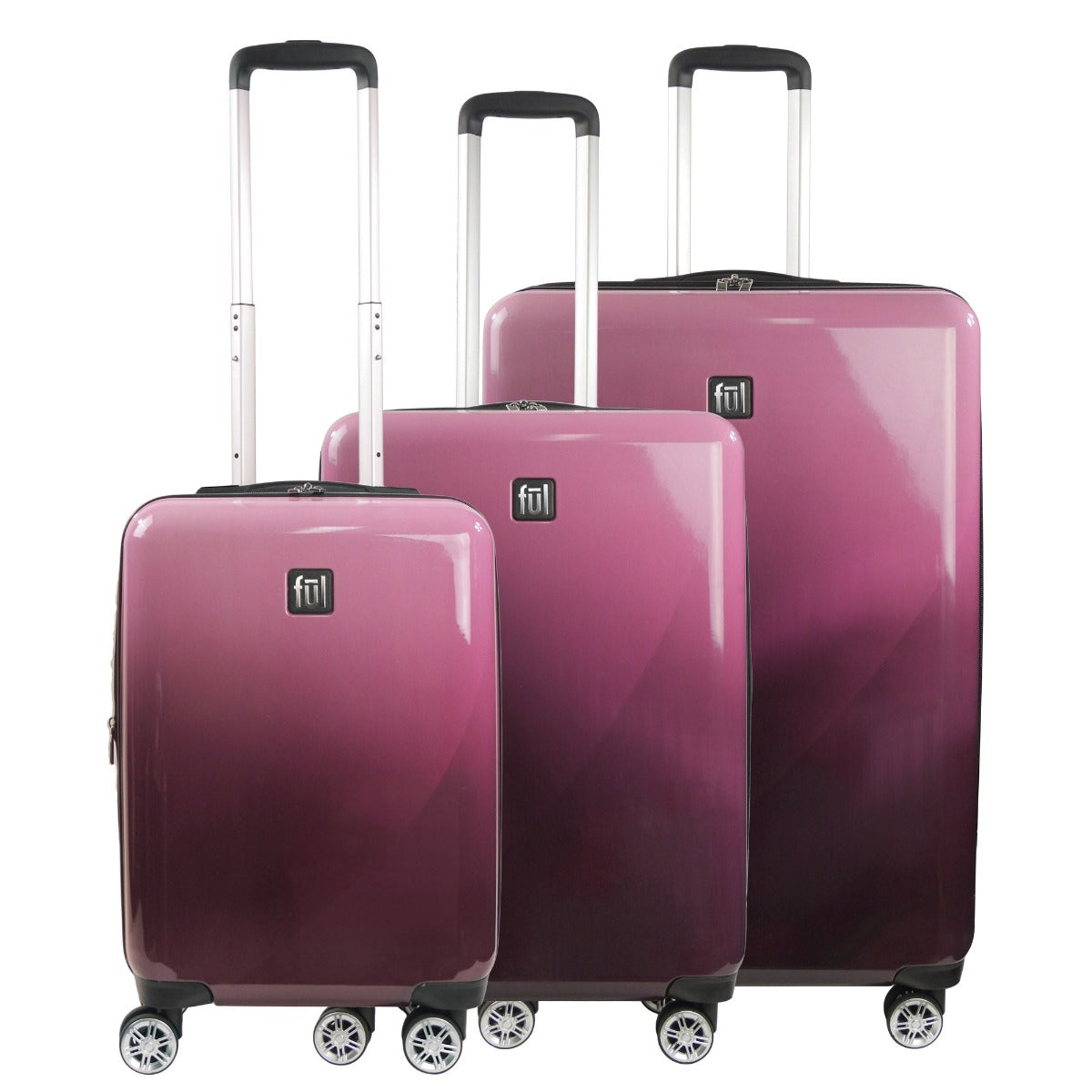 Ful Impulse Ombre Hard-sided Spinner Suitcases Luggage, 3pc set, Pink