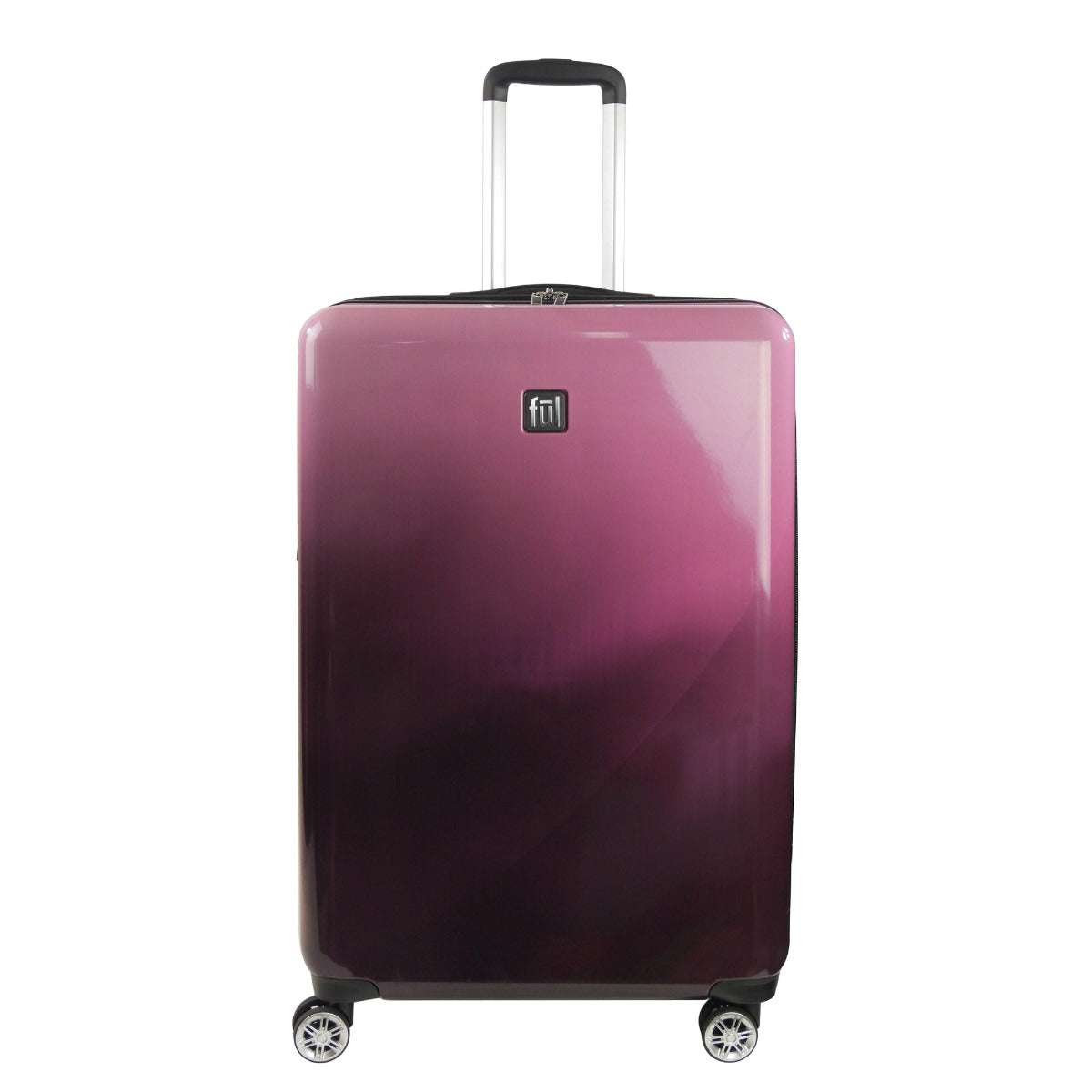 Ful Impulse Ombre Hardside Spinner Suitcase 31" Checked Luggage Pink Purple Fade 360° spinner wheels 2" expansion compression straps