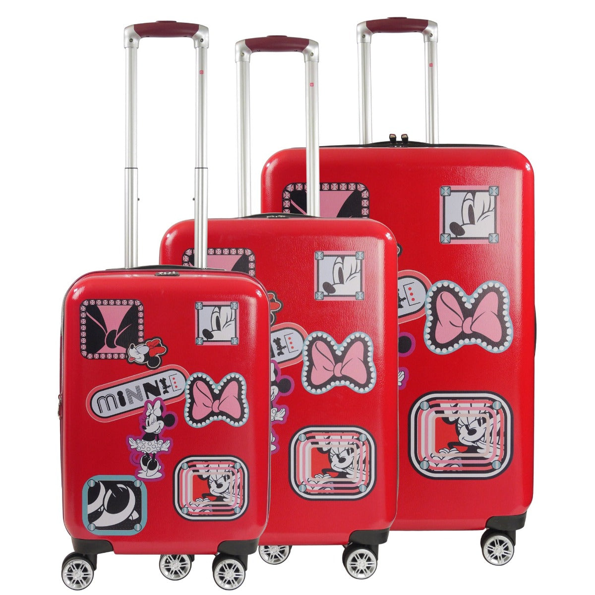 Disney Ful Minnie Mouse Travel Patch 3 piece expandable spinner suitcase 21" 25" 29" Fūl luggage set red