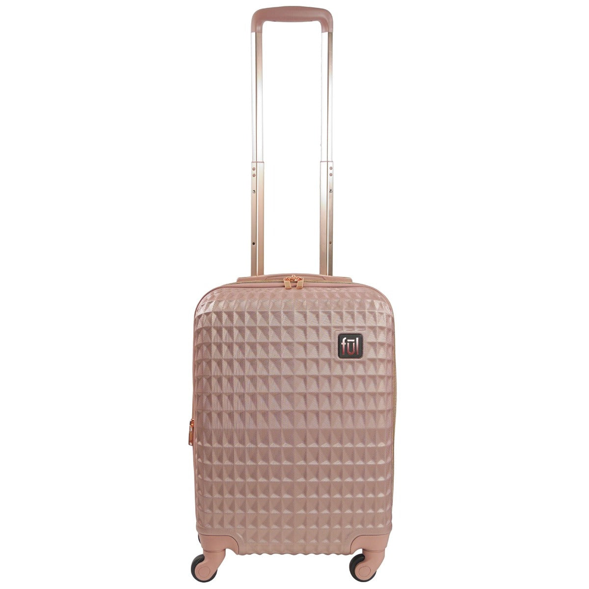 Ful Geo 22 inch carry on hard sided expandable spinner suitcase rose gold luggage