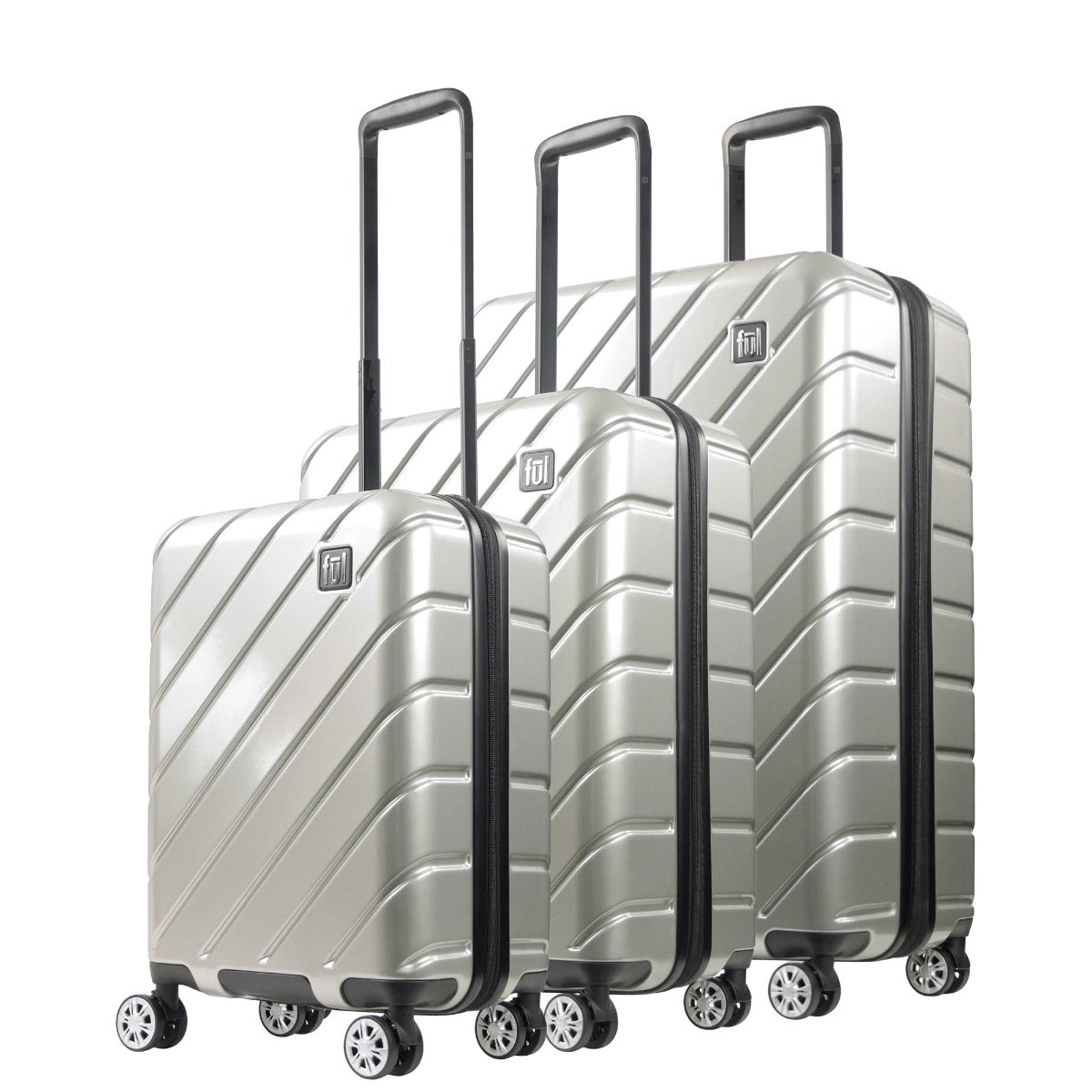 Ful Disney Textured Mickey Mouse Hard Sided 3 Piece Luggage Set, Silver
