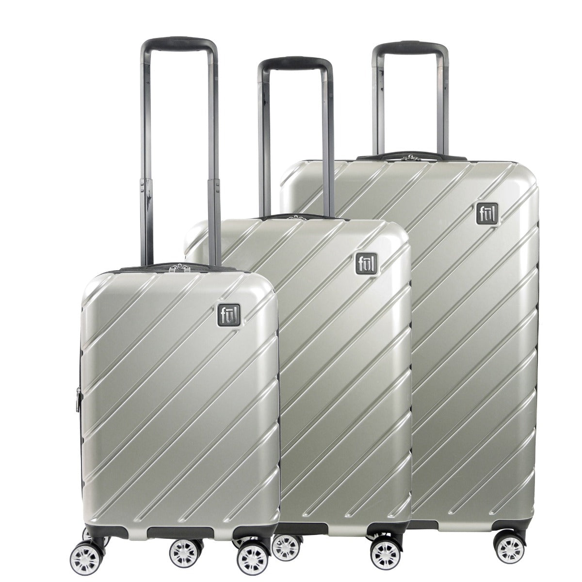 Velocity 3 pcs set Hardside Spinner Suitcase Checked Luggage Silver 23 inch 27 inch 31 inch