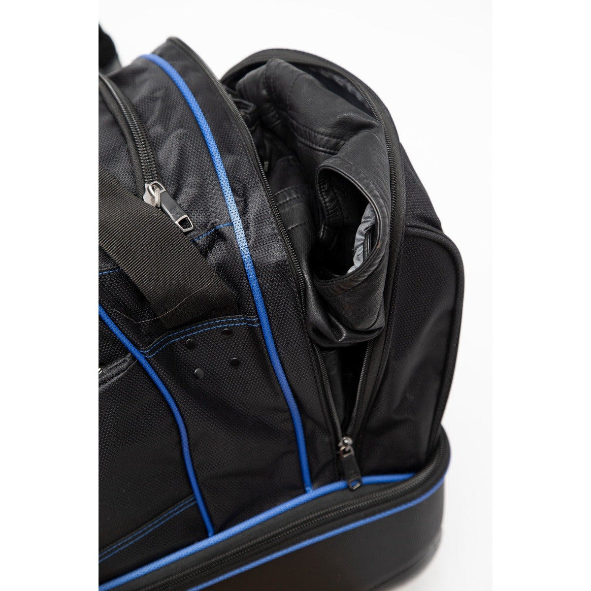 Black Ful Workhorse 30" Extra Large Split Level Wheeled Carry-on Rolling Duffle Bag Black with Blue Details