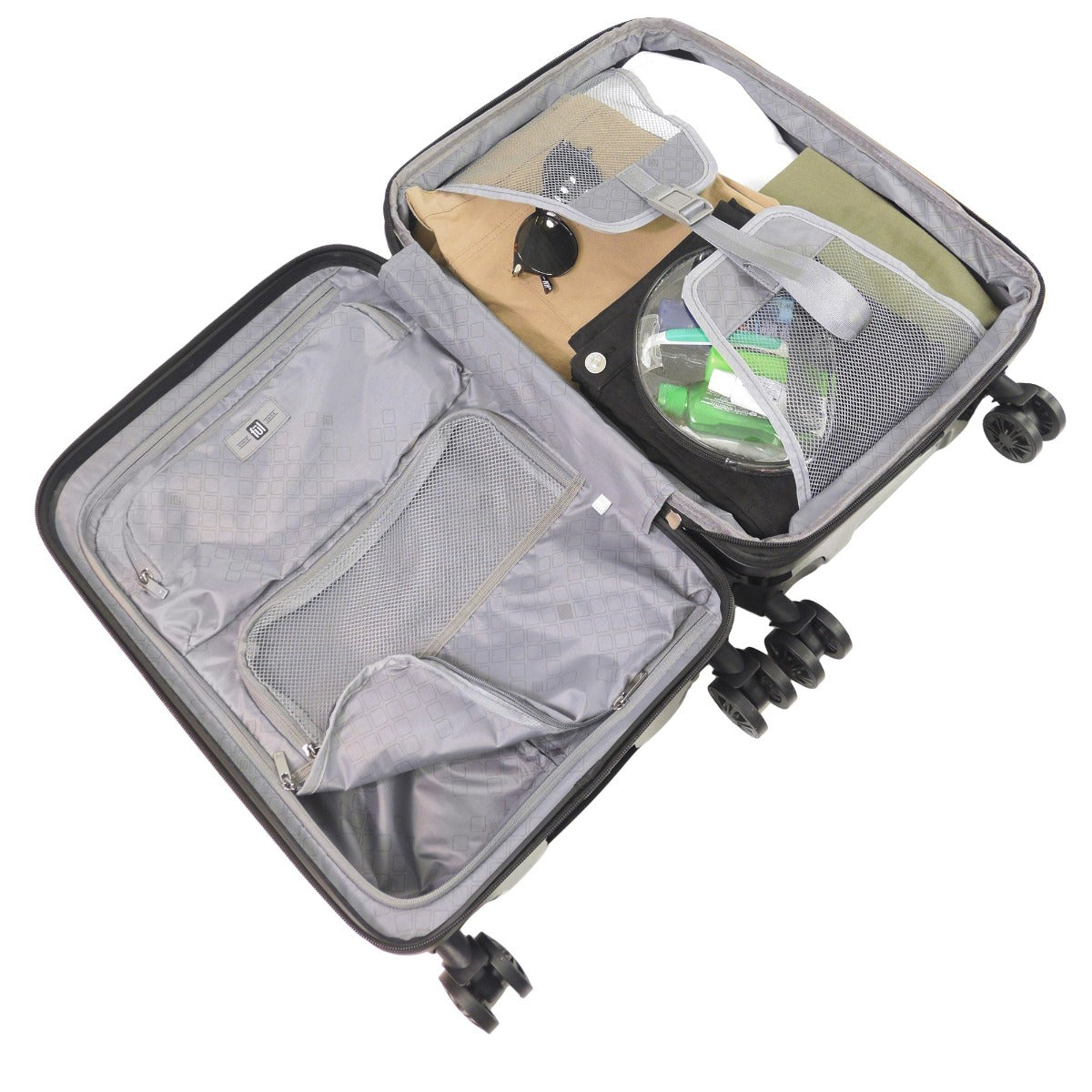 Velocity 27 inch hardside spinner suitcase black checked luggage interior Ful