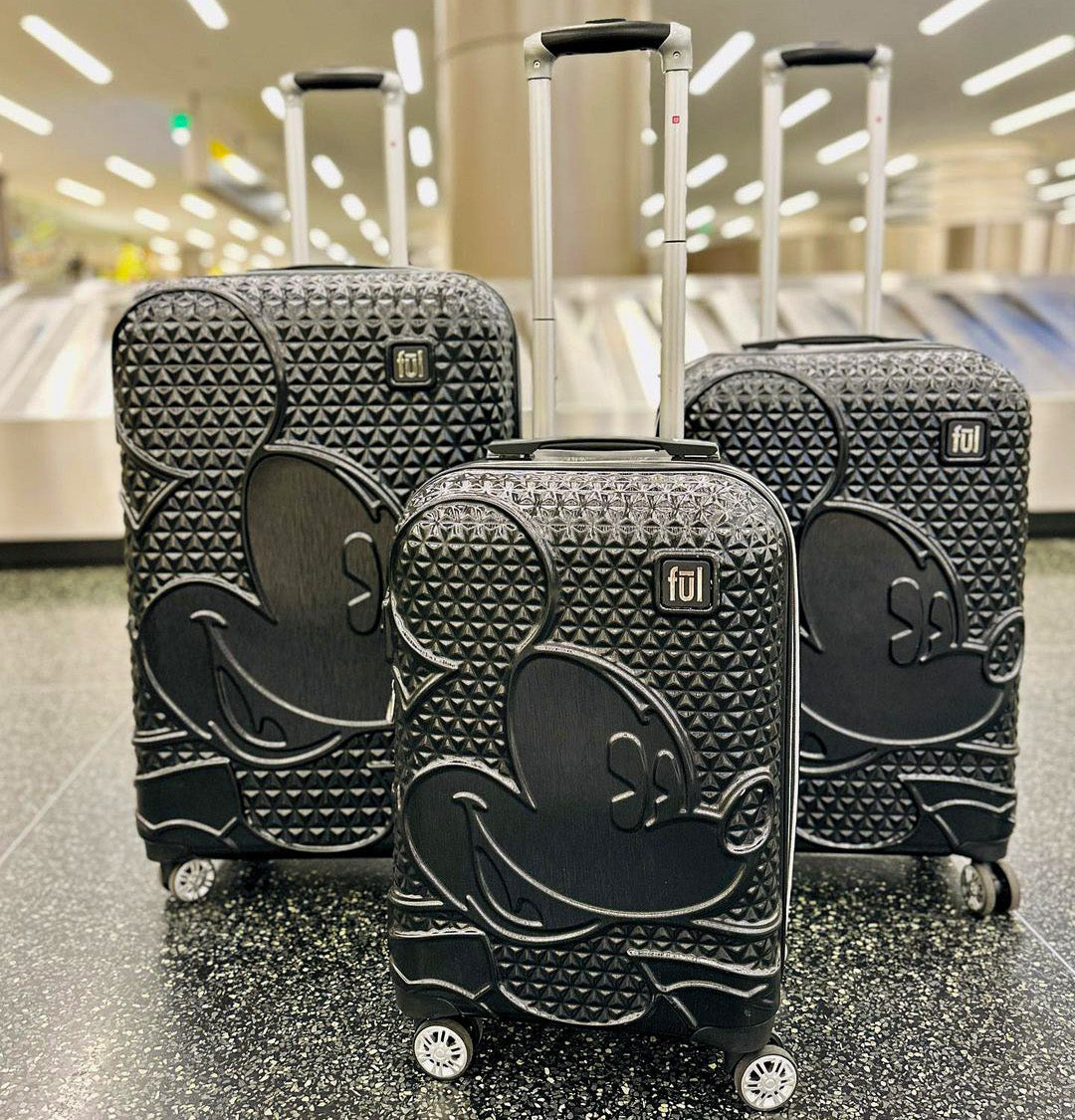 Ful Geo Collection Checked Luggage Rose Gold Black Spinner Suitcase