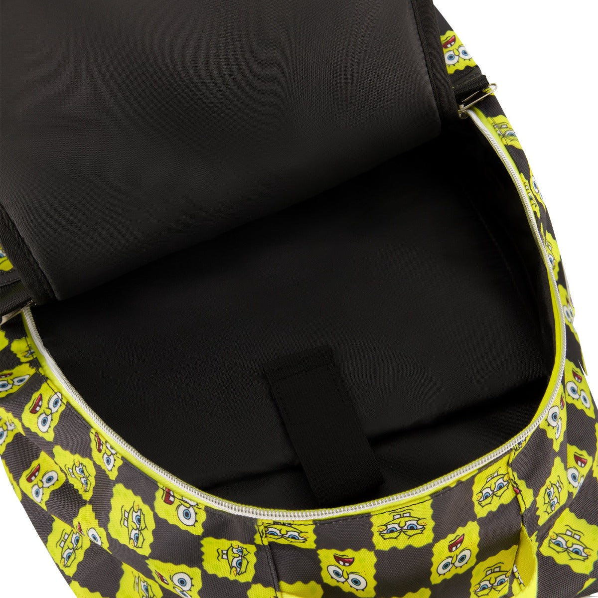 Yellow and black checkered Spongebob Squarepants big face backpack - best durable backpacks