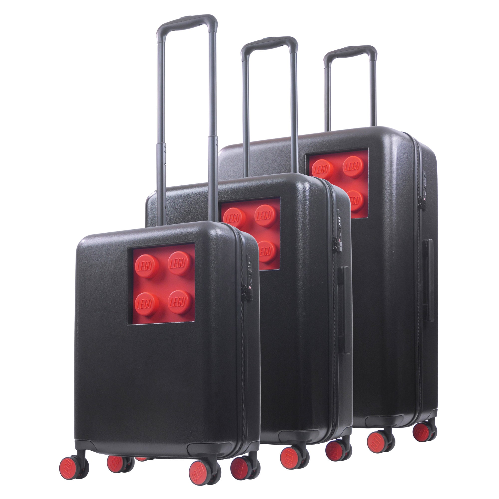 LEGO® Signature Brick Black Red Spinner Suitcase Luggage 3 pc Set - best durable suitcases for travel