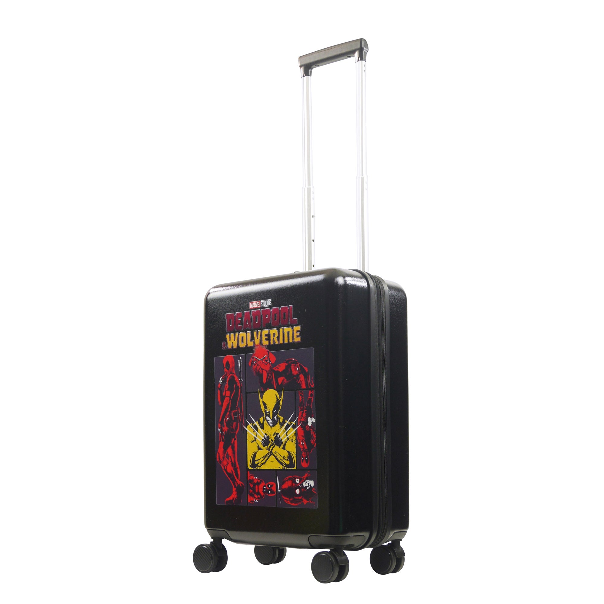 Marvel Deadpool & Wolverine Ful 22.5" Black Carry-On Spinner White Back Suitcase Rolling Luggage