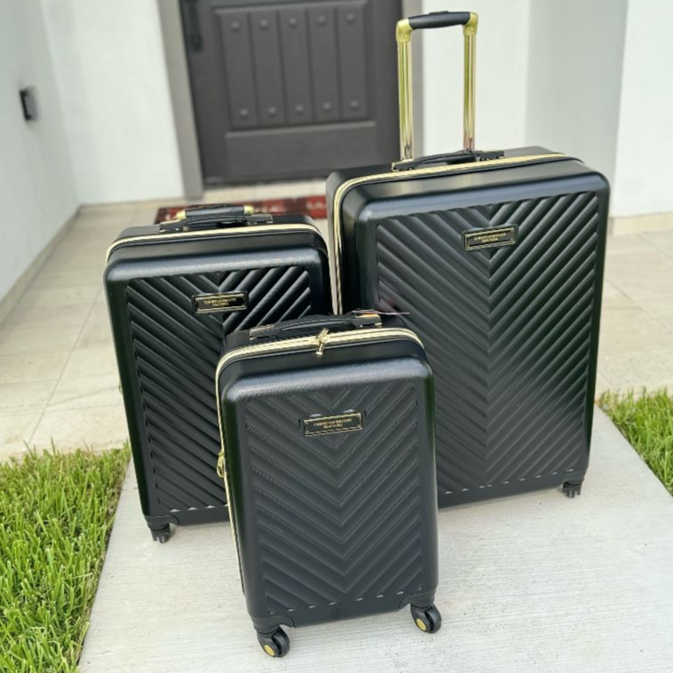 Christian Siriano Addie 3 piece luggage set black - best suitcases for travel