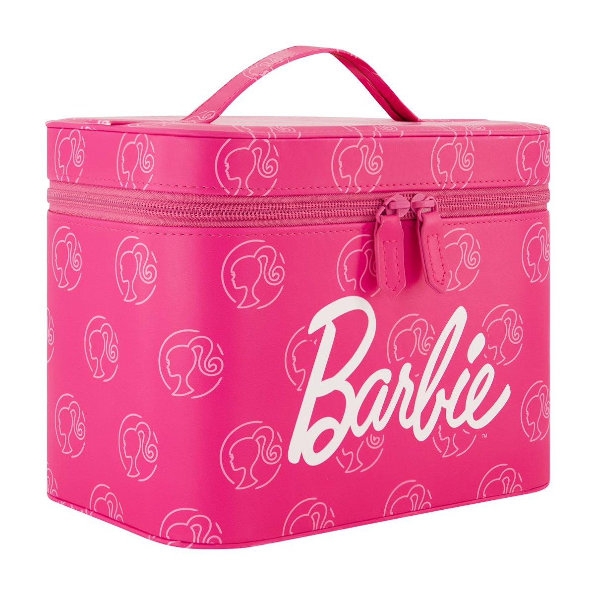 Barbie hot pink large cosmetic case organizer with mirror